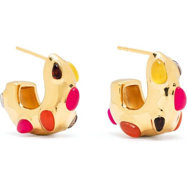 Missoma - gemstones chunky hoop earrings - women - Brass/glass - One Size - Gold
