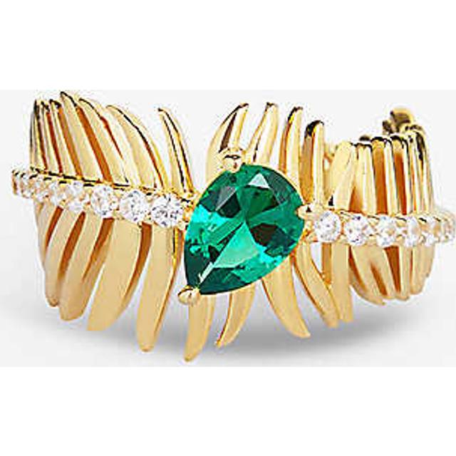 Carat London Womens Gold Palma Yellow-gold Vermeil-plated Sterling-silver and Cubic Zirconia Ring L - GOLD