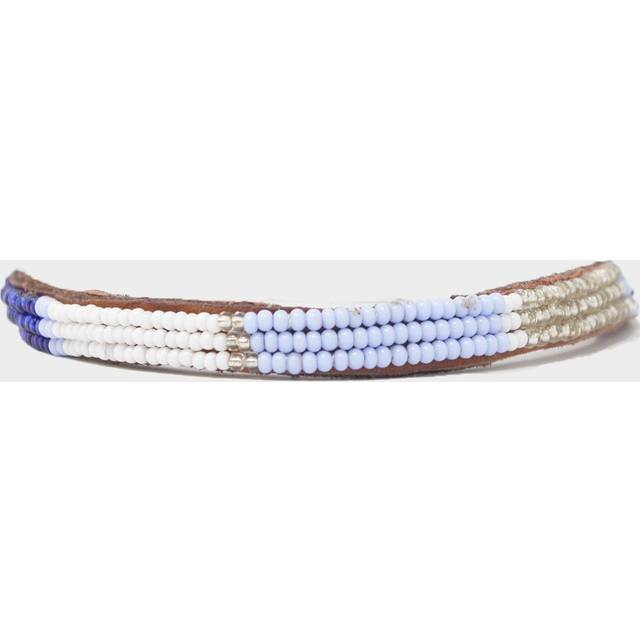 Leather Beaded Bracelet | Blue/Silver