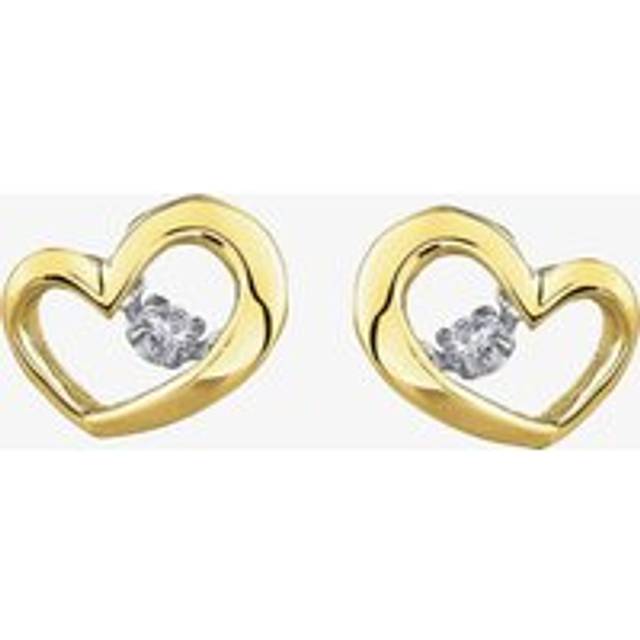 9ct Yellow Gold 0.10ct Diamond Heart Stud Earrings E3113YW/10-9