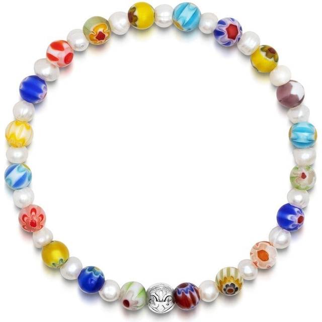 Nialaya Jewelry - glass pearl-detail bracelet - men - Baroque Pearl/glass - XXL - Blue