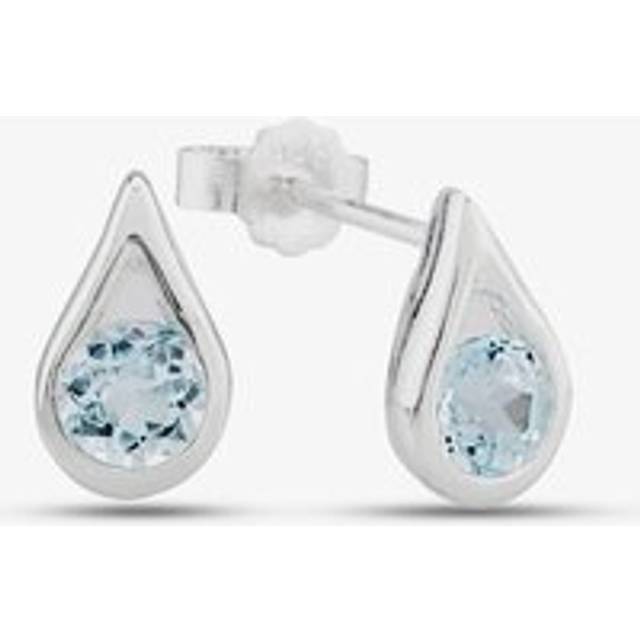 Topaz Set Silver Earrings - Blue