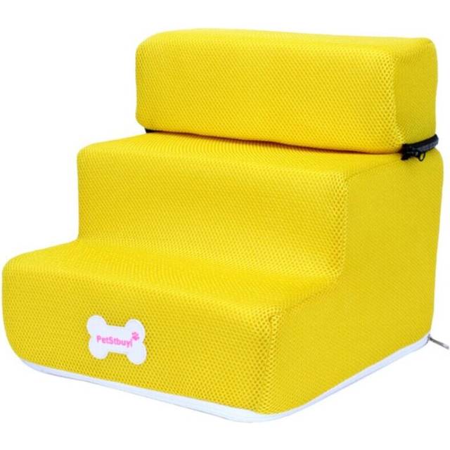 (Yellow) Pet Stairs High Rebound Soft Washable Pet Ramp Climbing Ladder