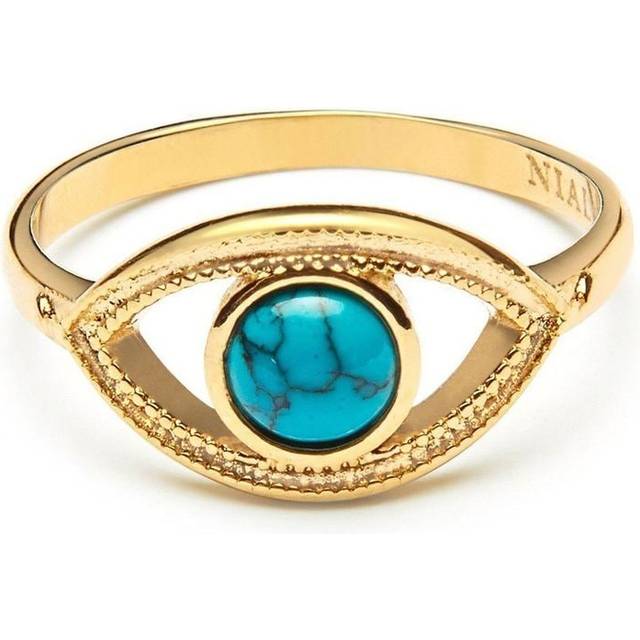 Nialaya Jewelry - Skyfall Evil Eye ring - women - Turquoise/Gold Plated Steel - 6