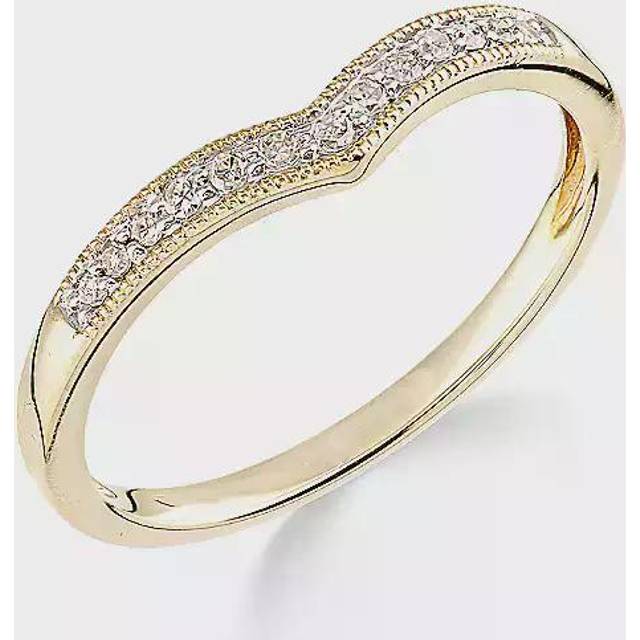 9ct Yellow Gold 0.08ct Diamond Set Wishbone Ring