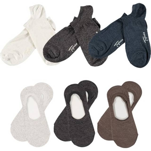 Topeco 6-pack Men Bamboo Mix Sneaker And No Show Sock - White/Grey - Strl 41/45 * Kampanj *