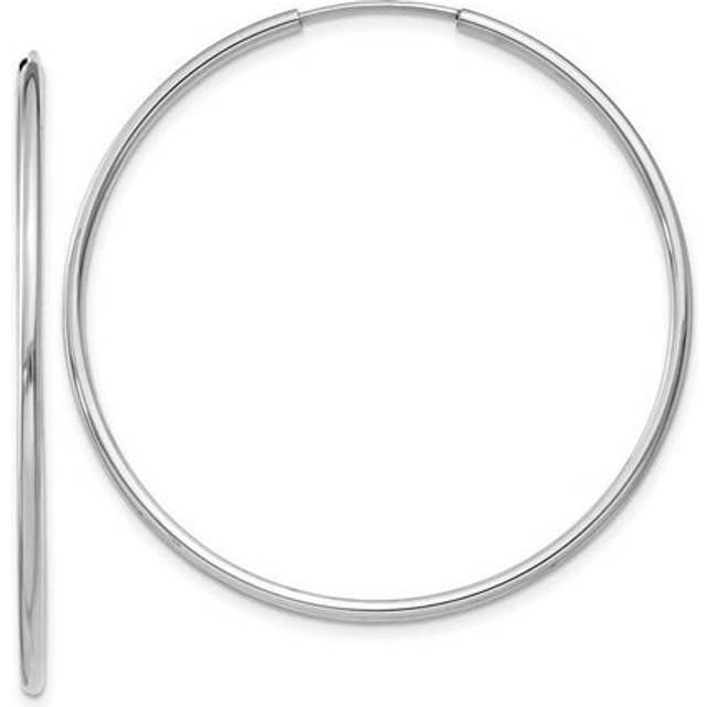 14K White Gold 1.5 mm Polished Endless Hoop Earrings