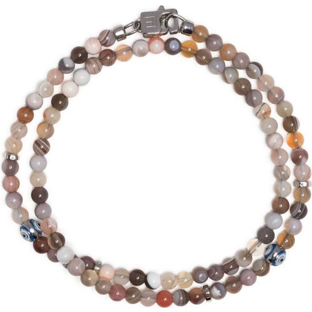 Tateossian - Evil Eye agate bracelet - men - Sterling Silver Plated Brass - One Size - Grey