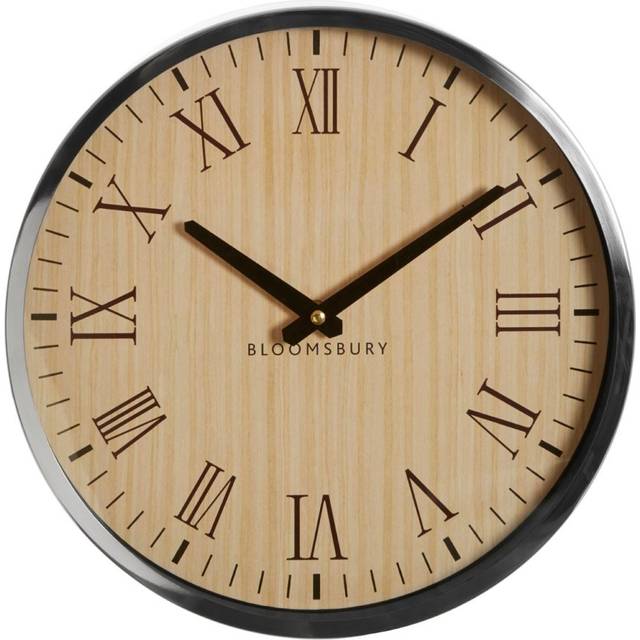 Premier Housewares - Wall Clock Wooden Clocks For Living Room Gold Roman Numbers Kitchen Clocks Wall Contemporary Clocks For Bedrooms 30 x 4 x 30