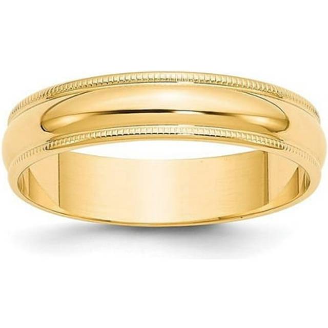 10K Yellow Gold 5 mm LTW Milgrain Half Round Band, Size 8