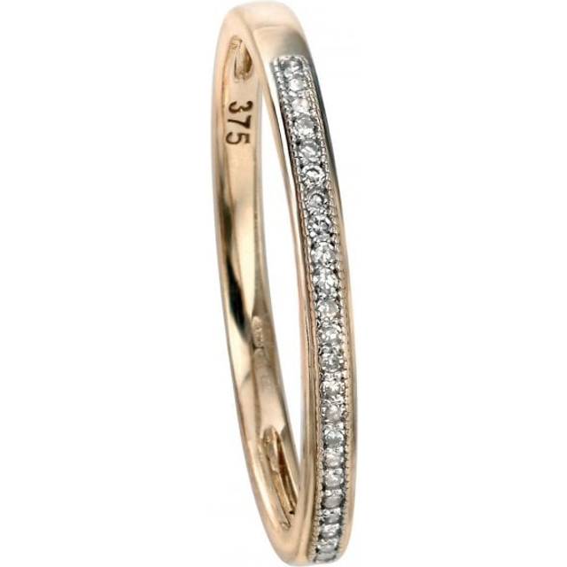 Elements 9ct Yellow Gold Pave Set Diamond Ring GR511 / Size 56