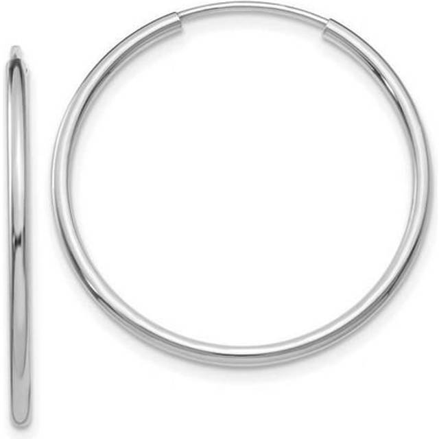 14K White Gold 1.5 mm Polished Endless Hoop Earrings