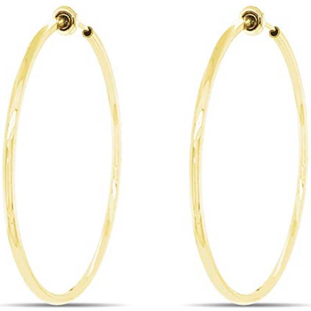 Clip On Spring Hoop Earrings for Non-Pierced Ears (50mm  Gold-Tone)