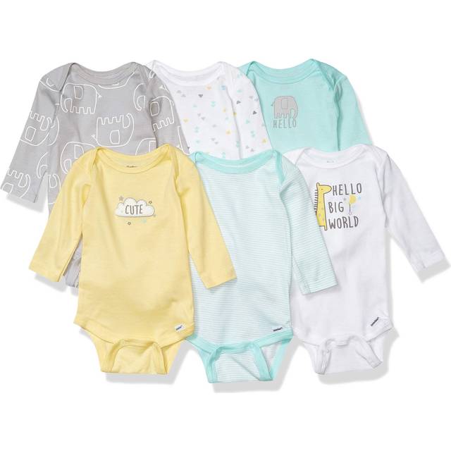 GerberUnisex Baby6 Pack Long-Sleeve Onesies BodysuitAnimals GreenPreemie