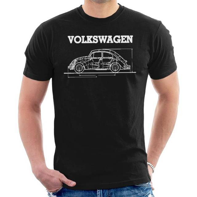Beetle White Technical Diagram Volkswagen Fathers Day T-Shirt - Black - XXL
