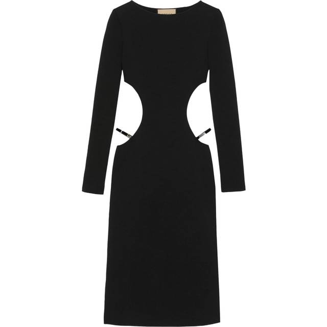 Gucci - Crystal G cut-out dress - women - Silk/Lamb Skin/Cotton - S - Black