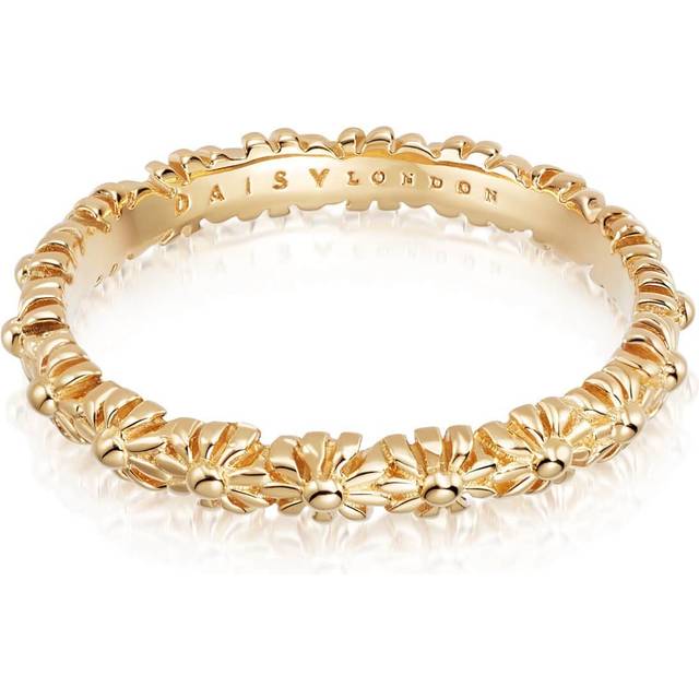 English Daisy 18ct Gold Plated Ring SR414_GP / Size M
