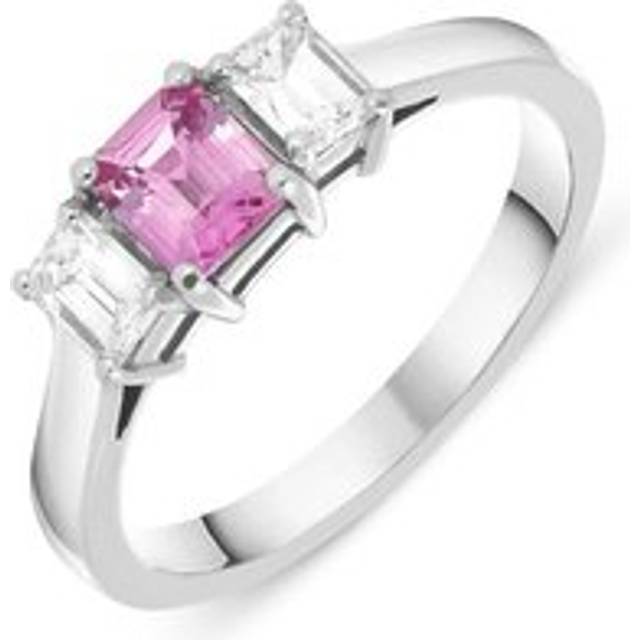18ct White Gold 0.45ct Pink Sapphire 0.55ct Diamond Trilogy Ring
