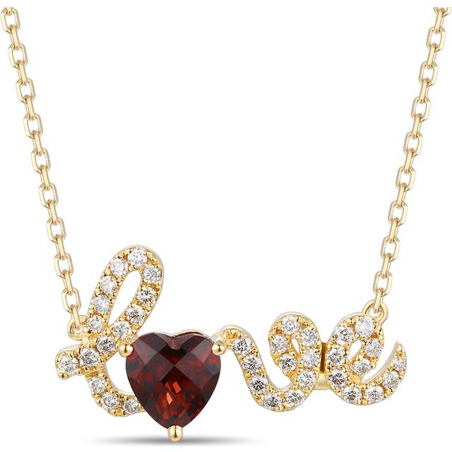 Le Vian 14ct Yellow Gold 0.23ct Diamond Garnet Love Necklace