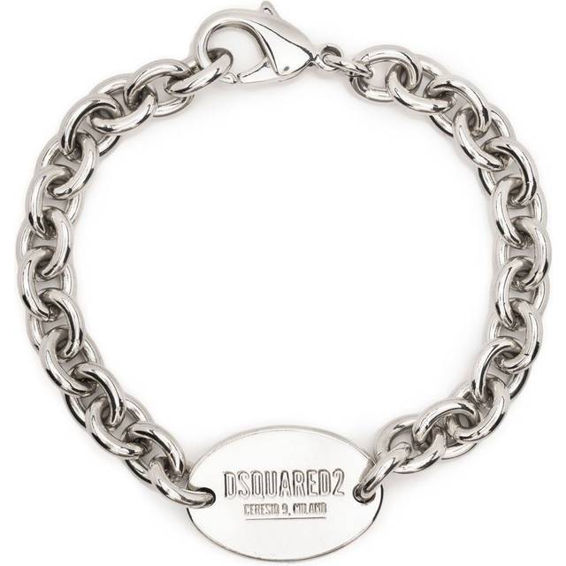 DSQUARED2 - logo-engraved chain-link ID bracelet - men - Tin/Brass - S - Silver