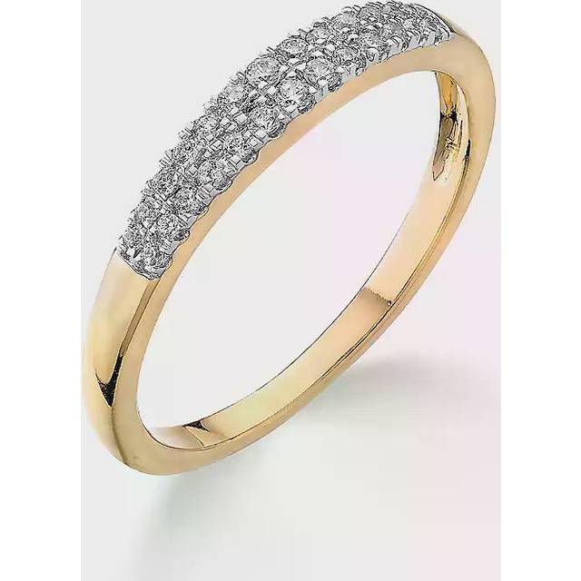 9ct Yellow Gold 0.15ct Diamond Two Row Wedding Ring
