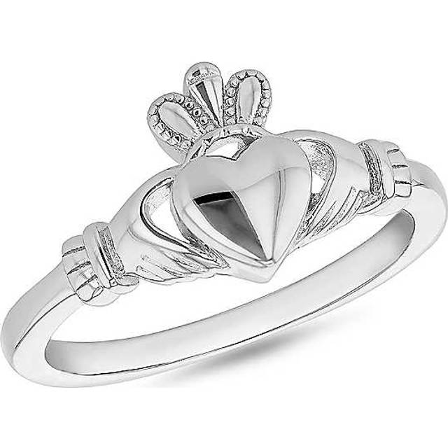 Tuscany Silver Sterling Rhodium Plated Medium Claddagh Ring