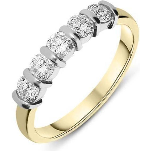 18ct Yellow Gold 0.73ct Diamond Bar Set Wedding Half Eternity Ring - Option1 Value Yellow Gold