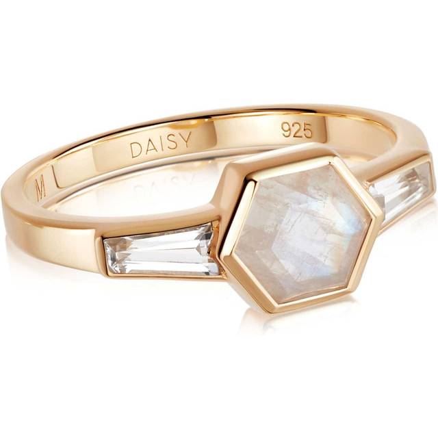 Beloved Moonstone Hexagon 18ct Gold Plated Ring JR06_GP / Size S