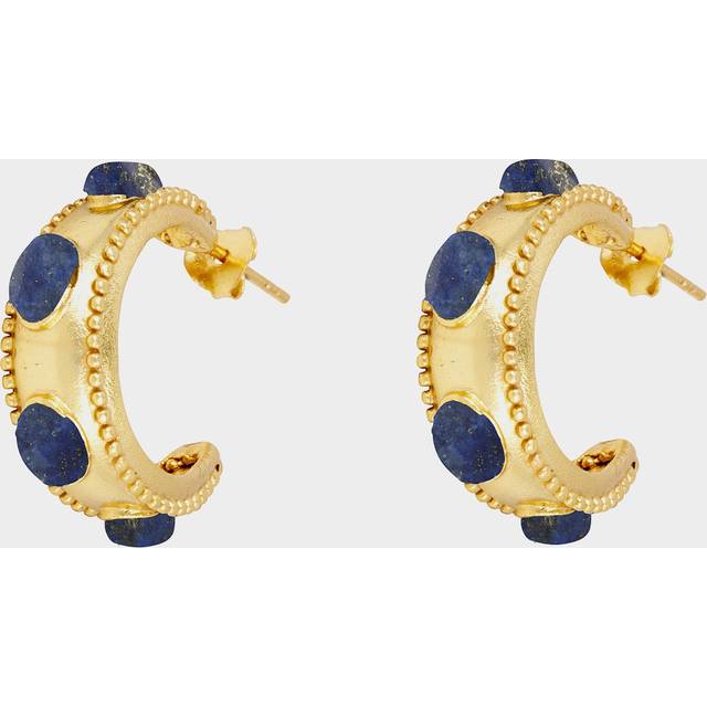 Daphne Hoop Earrings | Blue Sapphire - Yellow/Gold
