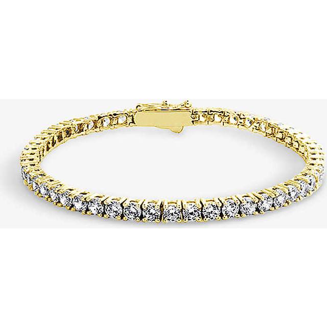 Carat London Womens Gold Vianne Yellow-gold Plated Vermeil Sterling-silver and Cubic Zirconia Tennis Bracelet L - GOLD
