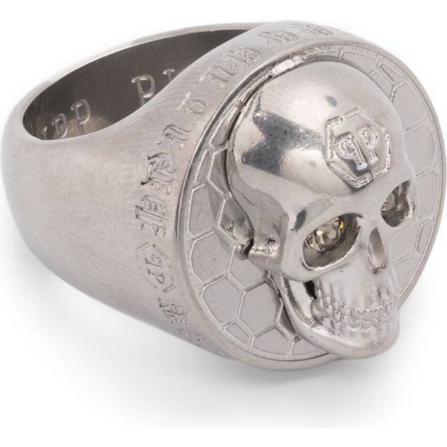 Philipp Plein - 3D skull ring - men - Brass/glass - 62 - Silver