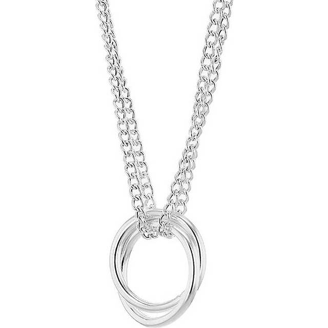 Tuscany Silver Sterling 'Linked Rings' Double-Curb-Chain Adjustable Necklace