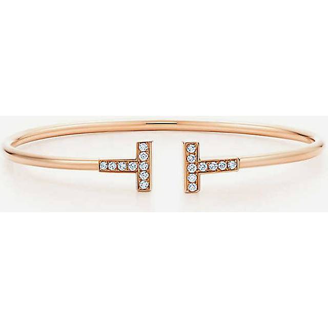 Tiffany & Co Womens Gold T Wire Diamond and 18ct Rose-gold Bracelet L - GOLD
