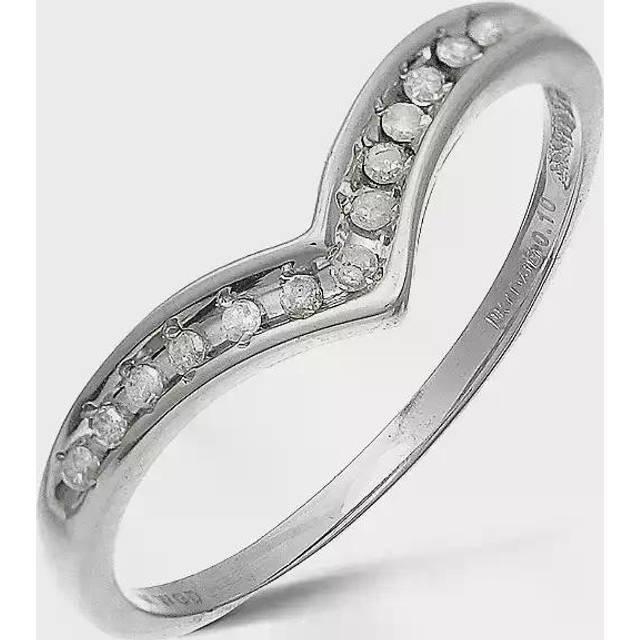 9ct White Gold 0.10ct Diamond Wishbone Ring