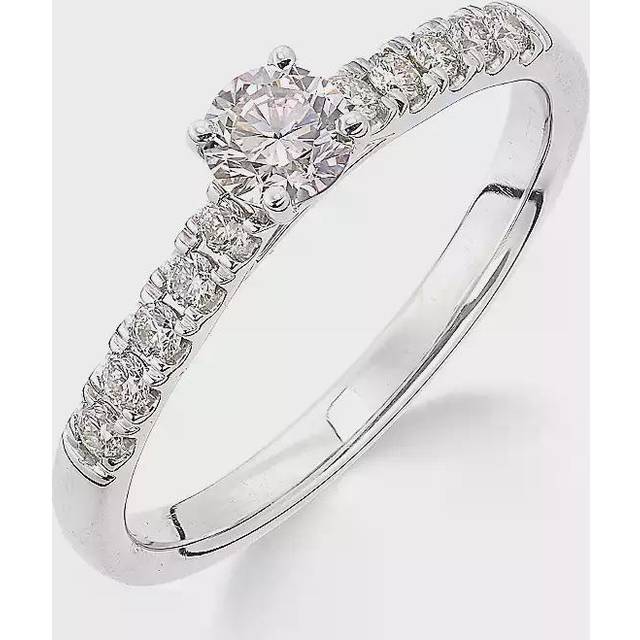9ct White Gold 0.50ct Diamond Ring with Accent Shoulders