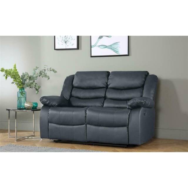 Luxury Life Roma Leather Recliner 2 Seater Sofa - Grey, Grey