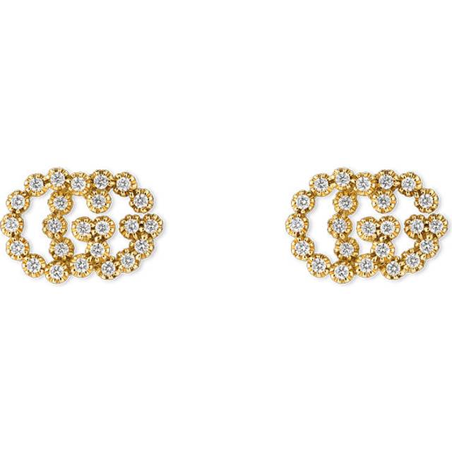 Gucci GG Running 18ct Yellow Gold Diamond Stud Earrings D