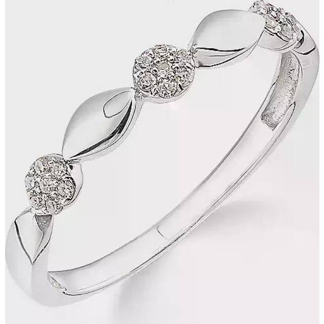 9ct White Gold 0.08ct Diamond Cluster Commitment Ring