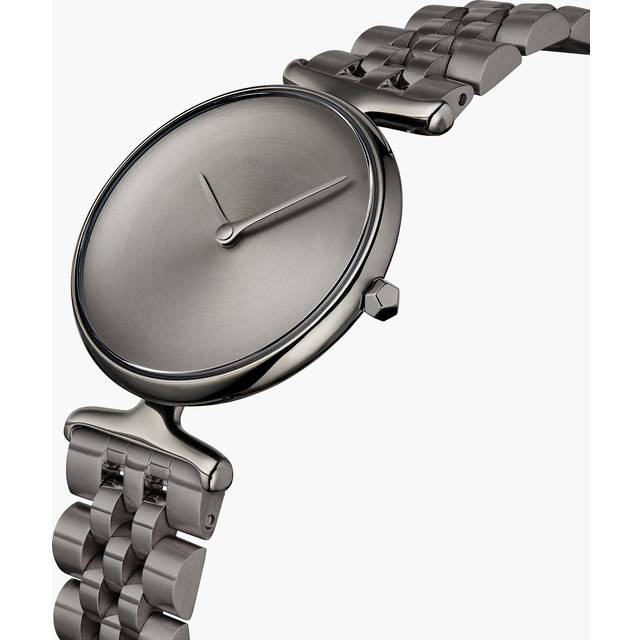 Nordgreen Best Women's Slim Designer Watch - Silver Case - Brushed Metal Dial - 32mm Gun Metal 5-link Strap