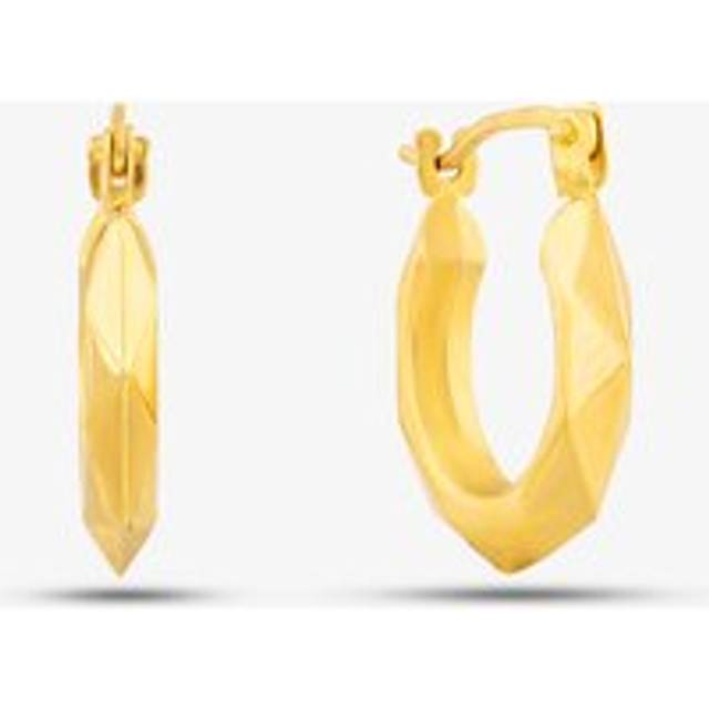 9ct Yellow Gold Patterned Creole Earrings UER131Y