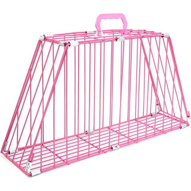 (Pink) Iron Double-door Pet Cat Dog Grooming Restraint Easy Bath Cage Anti-grab Protect Owner Hair Dryer Pet Supplies