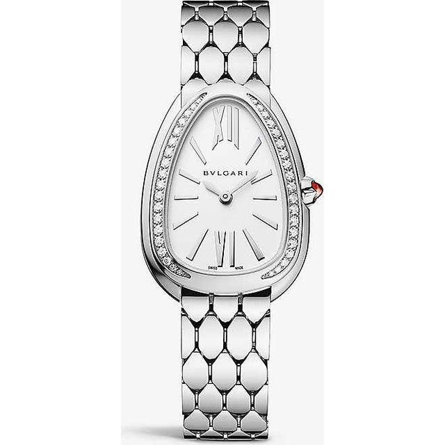 Bvlgari Stainless Steel and Diamond Serpenti Seduttori Watch - White - 33mm