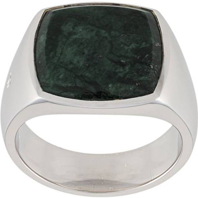 Tom Wood - Cushion marble signet ring - unisex - marble/Sterling Silver - 60