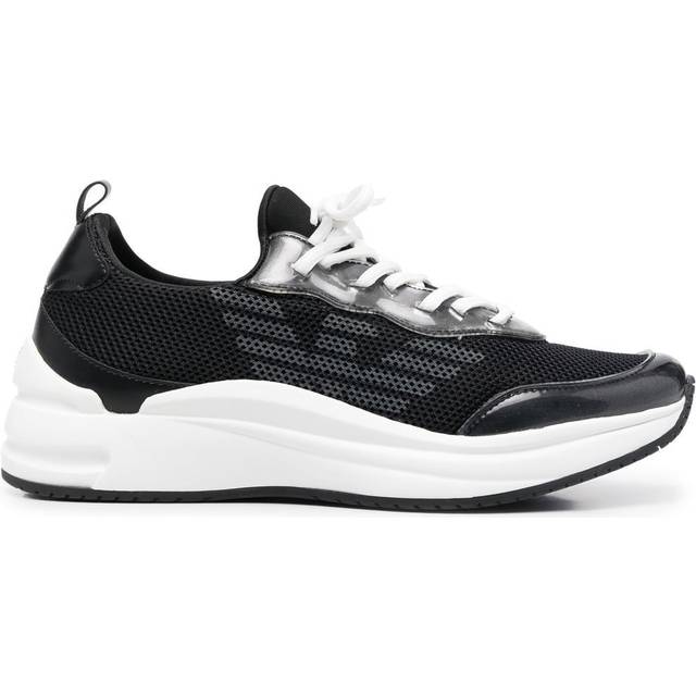 Emporio Armani - transparent-detail low-top sneakers - women - Fabric/Rubber/Fabric/Rubber - 36 - Black