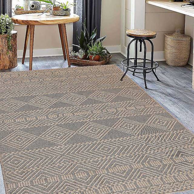 Washarug Washable Jute Rug 120x170cm Aztec, Brown