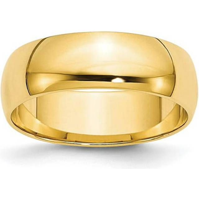 10K 6 mm Yellow Gold Light Weight Half Round Band - Size 8.5