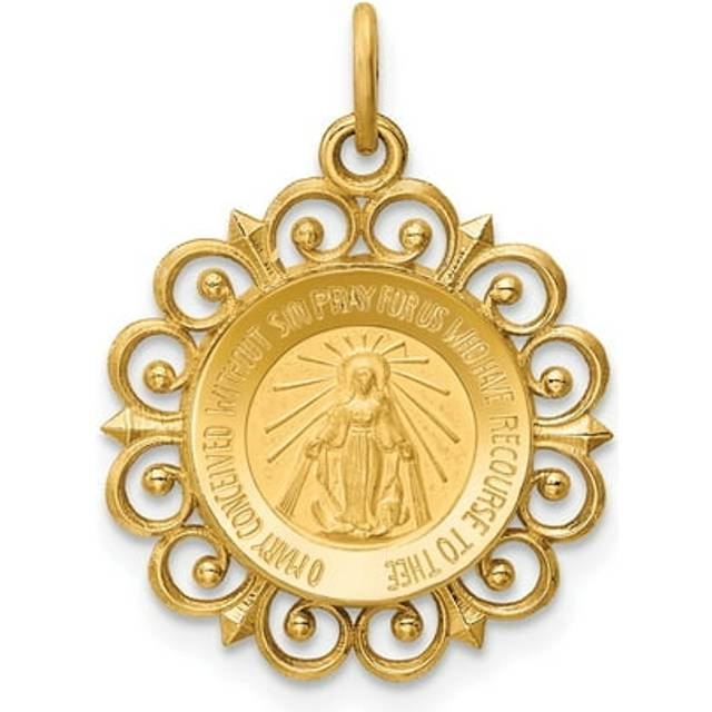 14K Yellow Gold Miraculous Medal Charm