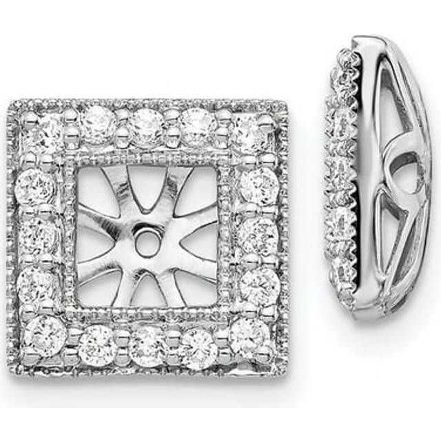 14K White Gold Diamond Square Jacket Earrings