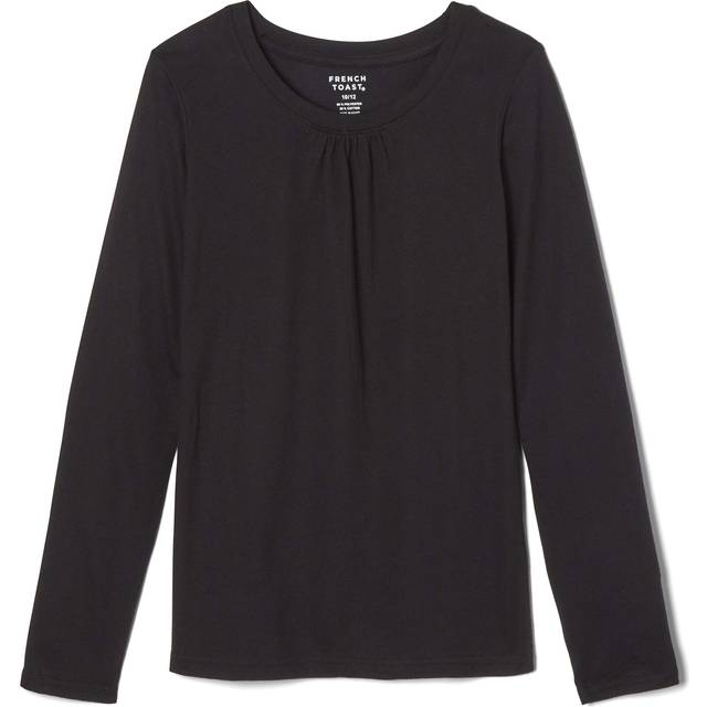 French Toast girls Long Sleeve crewneck Tee T Shirt, Black, 4 US