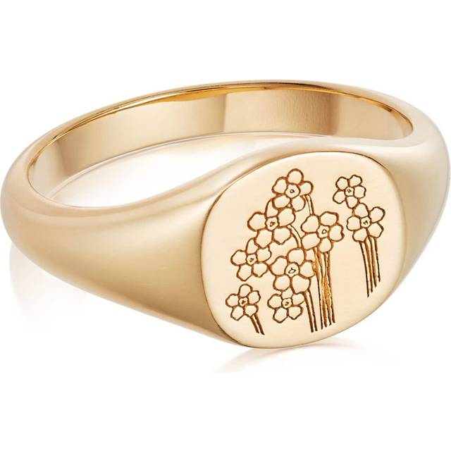 Forget Me Not Signet 18ct Gold Plated Ring FR02_GP / Size M
